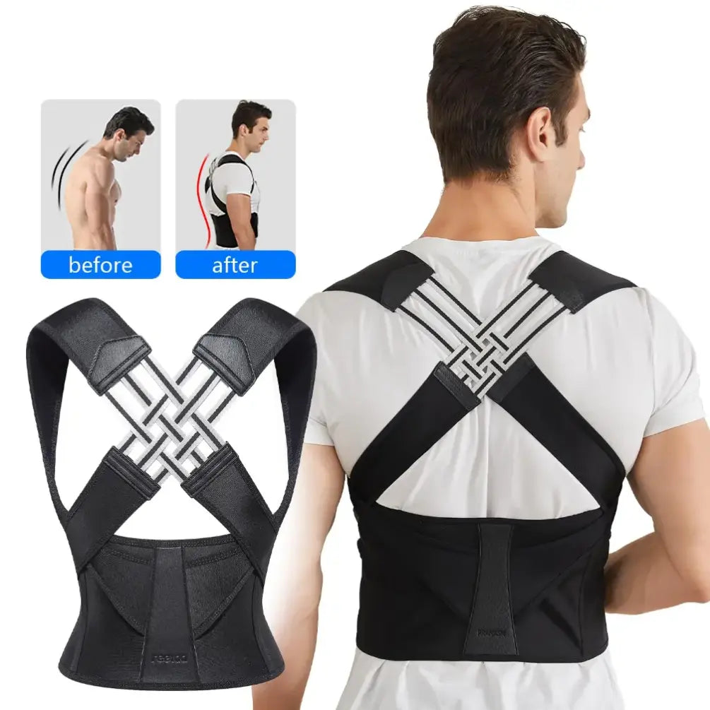 Posture Correction Belt for Men and Women - Hunchback Corrector, Shoulder Opener, and Back Straightener in Black, Comfortable Fit