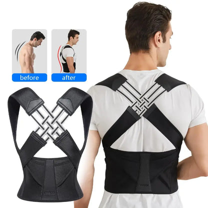 Posture Correction Belt for Men and Women - Hunchback Corrector, Shoulder Opener, and Back Straightener in Black, Comfortable Fit