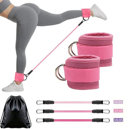 Adjustable Ankle Elastic Band with Straps for Glute and Leg Training - Professional Home Gym Equipment for Women