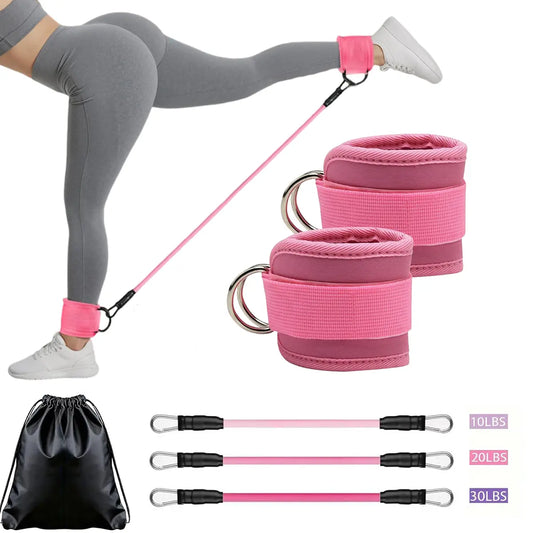 Adjustable Ankle Elastic Band with Straps for Glute and Leg Training - Professional Home Gym Equipment for Women