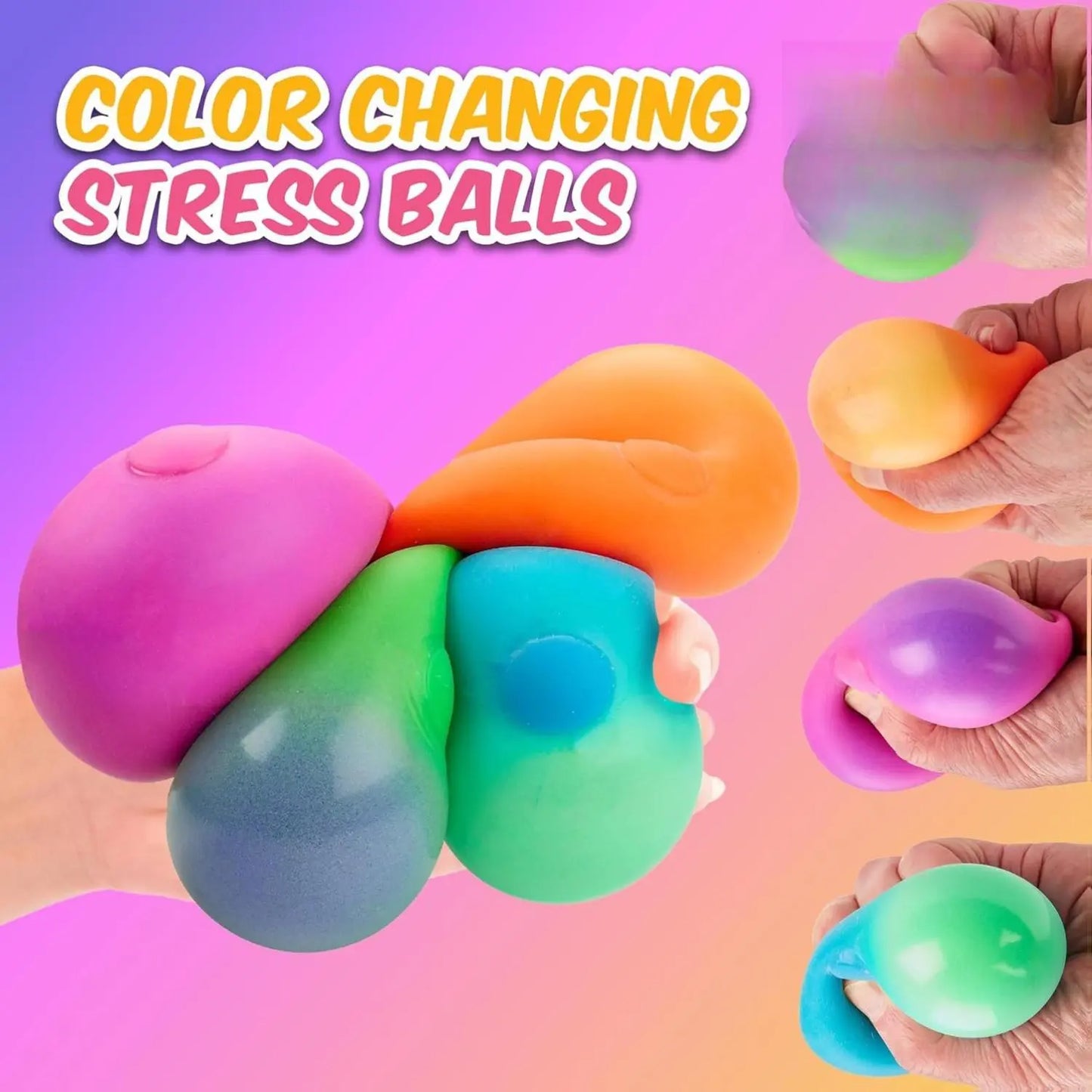 Assorted 2" Soft Bounce Stress Balls - 4-Pack Elastic Sensory Fidget Toys for ADHD, Autism, and Anxiety Relief