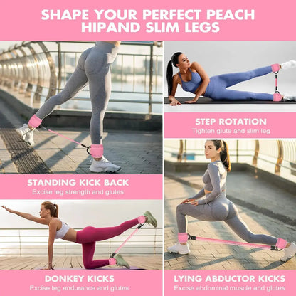 Adjustable Ankle Elastic Band with Straps for Glute and Leg Training - Professional Home Gym Equipment for Women