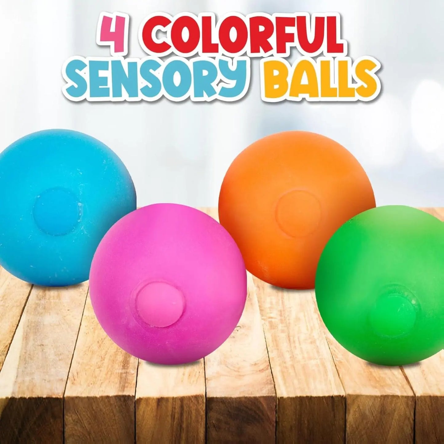 Assorted 2" Soft Bounce Stress Balls - 4-Pack Elastic Sensory Fidget Toys for ADHD, Autism, and Anxiety Relief
