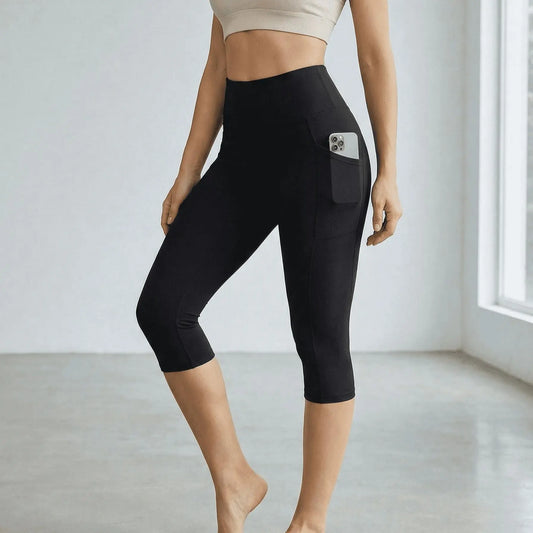 4Pcs Women'S Capri Pants, Available in Various Colors. the Elastic Fabric Is Breathable and Comfortable, with Pockets. They Are Suitable for Sports like Running and Yoga, as Well as for Daily Casual Wear