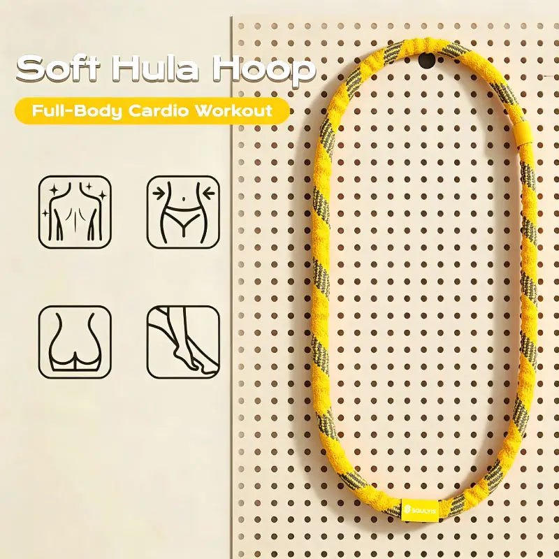 Soulyis Portable Spring-Loaded Weighted Hula Hoop with Silent Anti-Pinch Design for Core Muscle Training - Compact and Easy to Carry