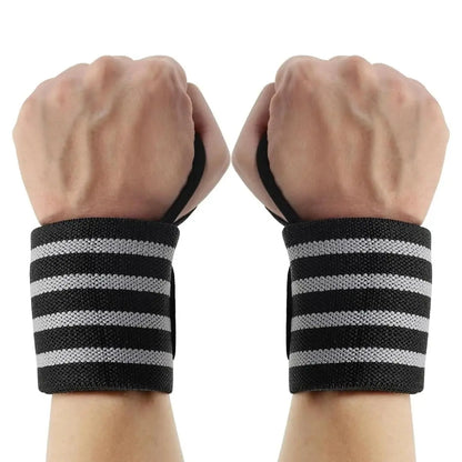 Adjustable 13" Red and Black Wrist Wraps with 4 Stripes for Weightlifting and Bodybuilding - Unisex Design with Velcro Closure