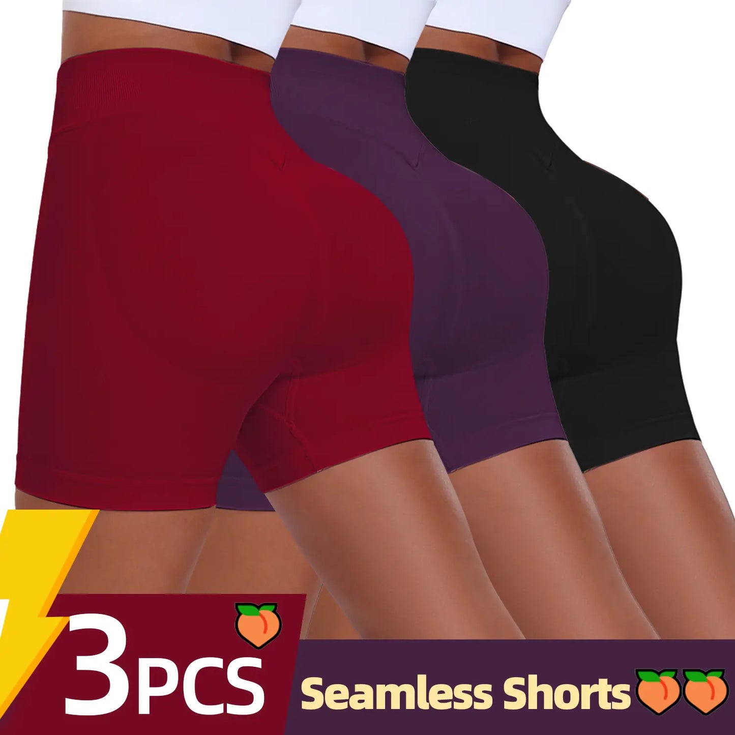 CHRLEISURE 1/3 PCS Seamless Shorts High Waisted Shorts for Women Athletic Exercise Activewear Shorts Set Workout Running Yoga Gym Shorts