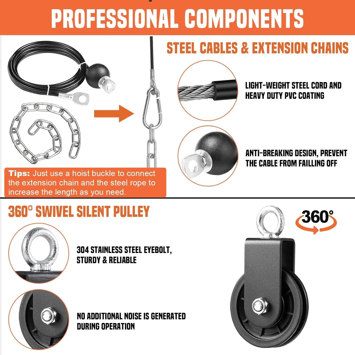 Professional Pulley System for Gym Use, Power Rack Attachment with 2-in-1 LAT Pulldown Bar and Enhanced Loading Pin for Triceps and Biceps Workouts