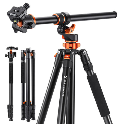 K&F Concept 90 Inch Ultra High Camera Tripod with Metal Ball Head, 10KG Load Capacity, Detachable Monopod for Indoor and Outdoor Use T254A7+BH-28L