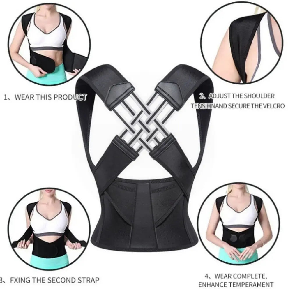 Posture Correction Belt for Men and Women - Hunchback Corrector, Shoulder Opener, and Back Straightener in Black, Comfortable Fit