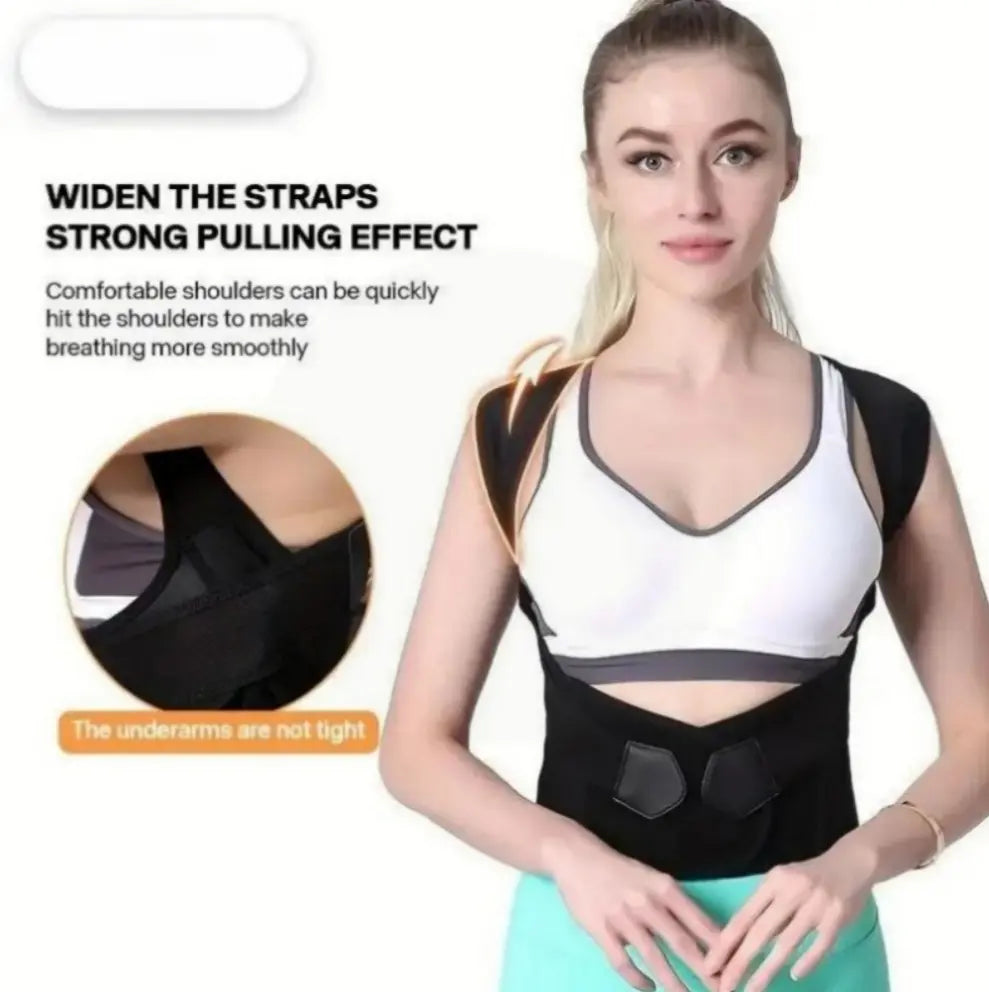 Posture Correction Belt for Men and Women - Hunchback Corrector, Shoulder Opener, and Back Straightener in Black, Comfortable Fit