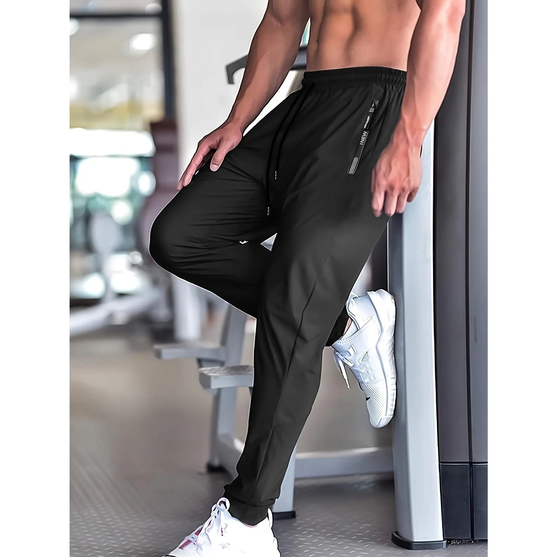 3PCS Men'S Stretch Gym Pants – Ultra Flex Workout Joggers with Zipper Pockets