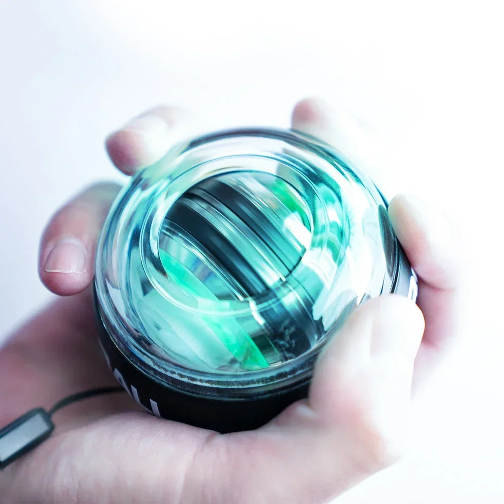 LED gyroscope grip strengthener in hand