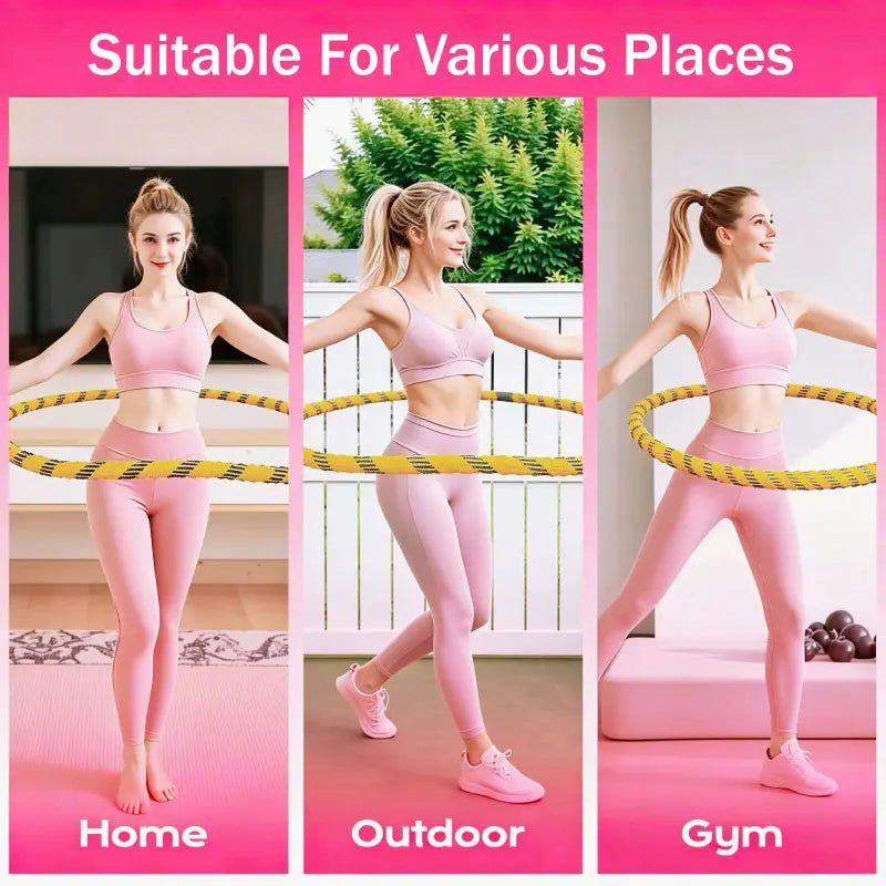 Soulyis Portable Spring-Loaded Weighted Hula Hoop with Silent Anti-Pinch Design for Core Muscle Training - Compact and Easy to Carry