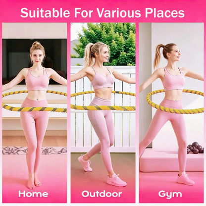 Soulyis Portable Spring-Loaded Weighted Hula Hoop with Silent Anti-Pinch Design for Core Muscle Training - Compact and Easy to Carry