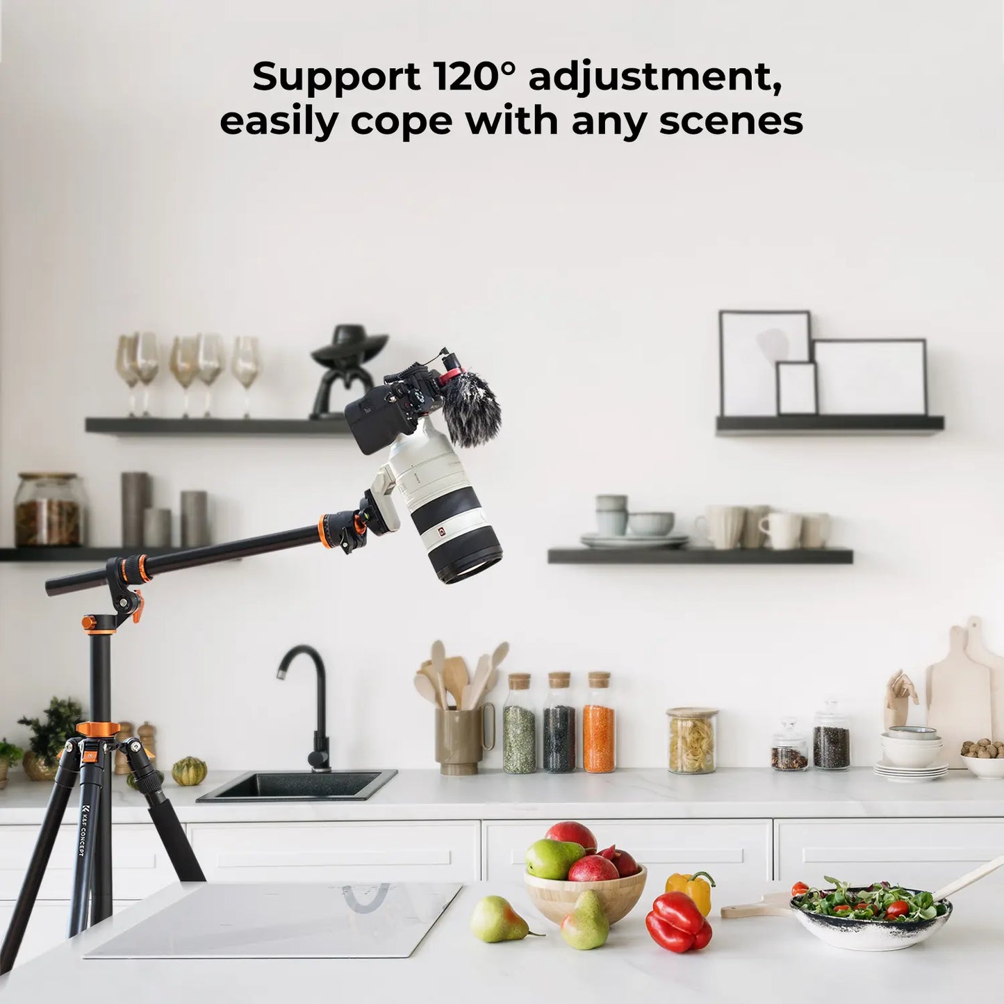 K&F Concept 90 Inch Ultra High Camera Tripod with Metal Ball Head, 10KG Load Capacity, Detachable Monopod for Indoor and Outdoor Use T254A7+BH-28L