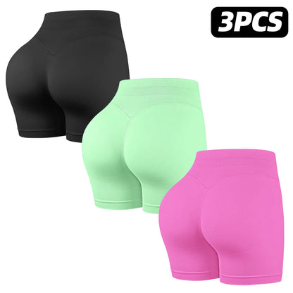 CHRLEISURE 1/3 PCS Seamless Shorts High Waisted Shorts for Women Athletic Exercise Activewear Shorts Set Workout Running Yoga Gym Shorts