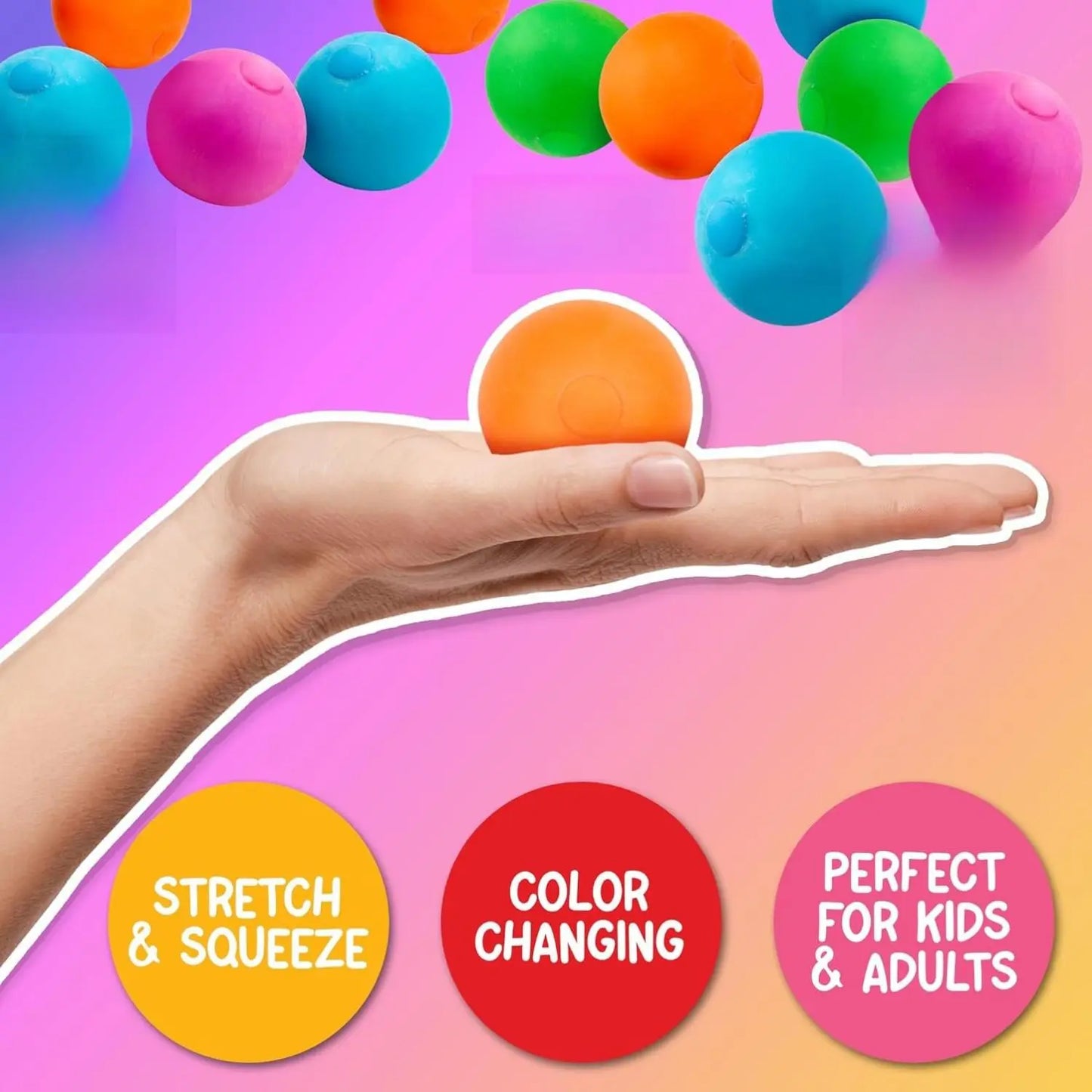 Assorted 2" Soft Bounce Stress Balls - 4-Pack Elastic Sensory Fidget Toys for ADHD, Autism, and Anxiety Relief