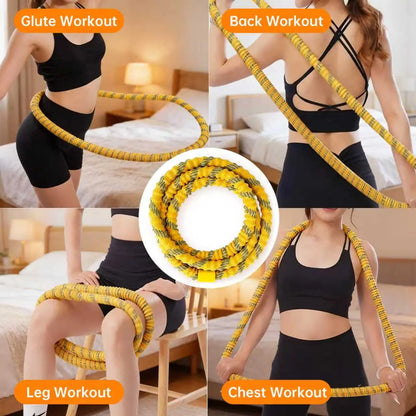 Soulyis Portable Spring-Loaded Weighted Hula Hoop with Silent Anti-Pinch Design for Core Muscle Training - Compact and Easy to Carry
