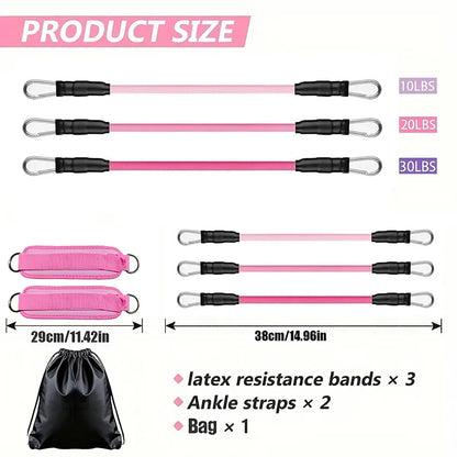 Adjustable Ankle Elastic Band with Straps for Glute and Leg Training - Professional Home Gym Equipment for Women