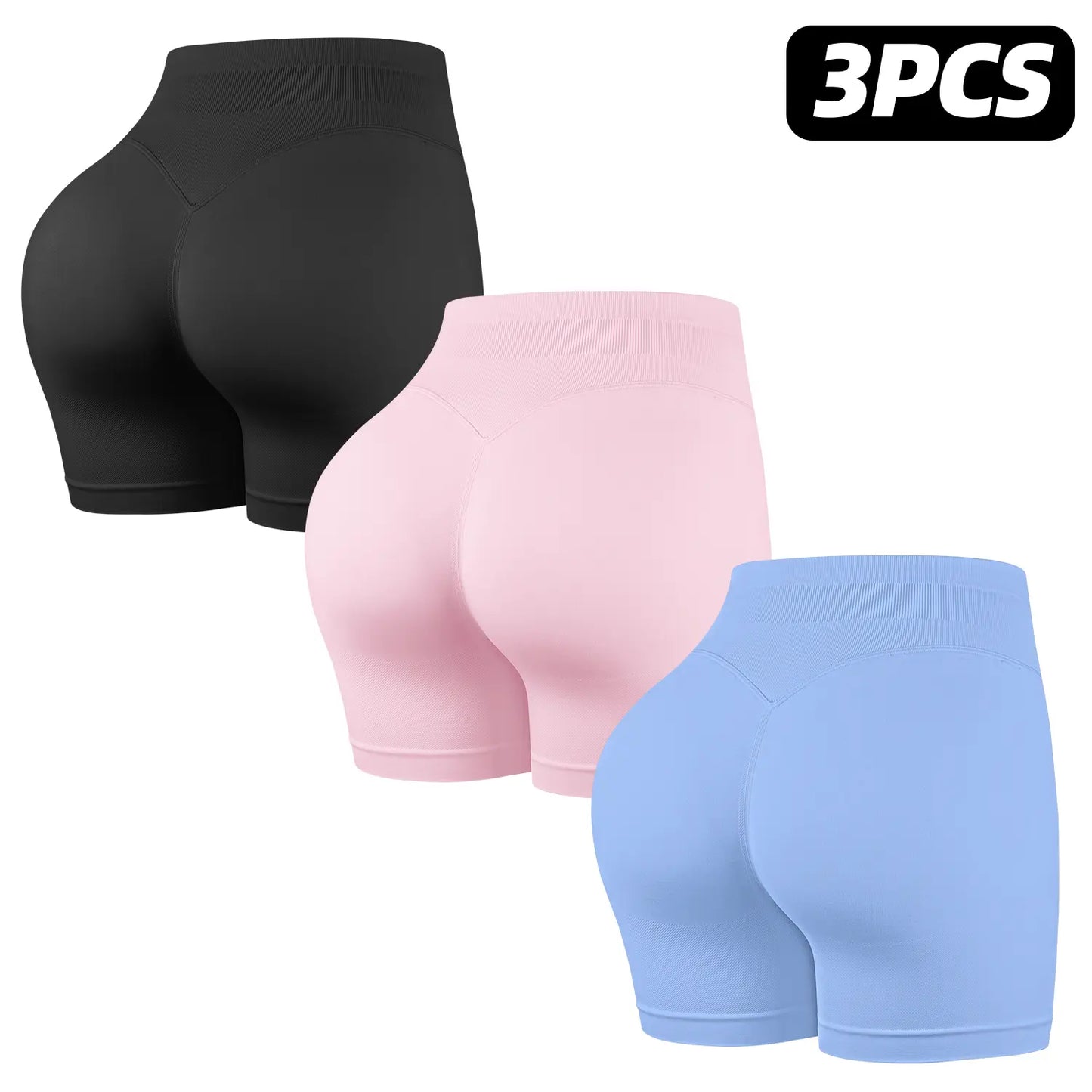 CHRLEISURE 1/3 PCS Seamless Shorts High Waisted Shorts for Women Athletic Exercise Activewear Shorts Set Workout Running Yoga Gym Shorts