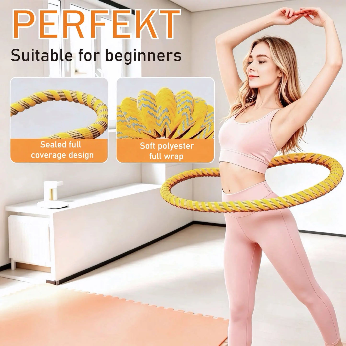 Soulyis Portable Spring-Loaded Weighted Hula Hoop with Silent Anti-Pinch Design for Core Muscle Training - Compact and Easy to Carry