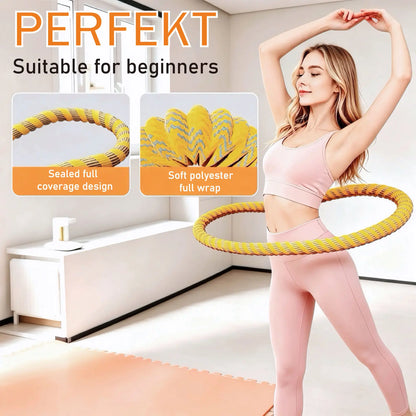 Soulyis Portable Spring-Loaded Weighted Hula Hoop with Silent Anti-Pinch Design for Core Muscle Training - Compact and Easy to Carry